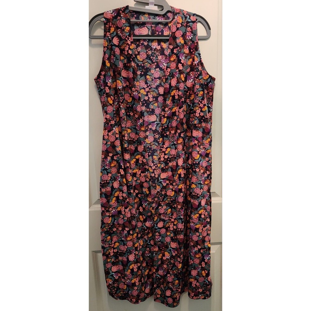 Lularoe Joy Long Duster Vest Sleeveless Kimono Size S Pink Blue Purple Floral